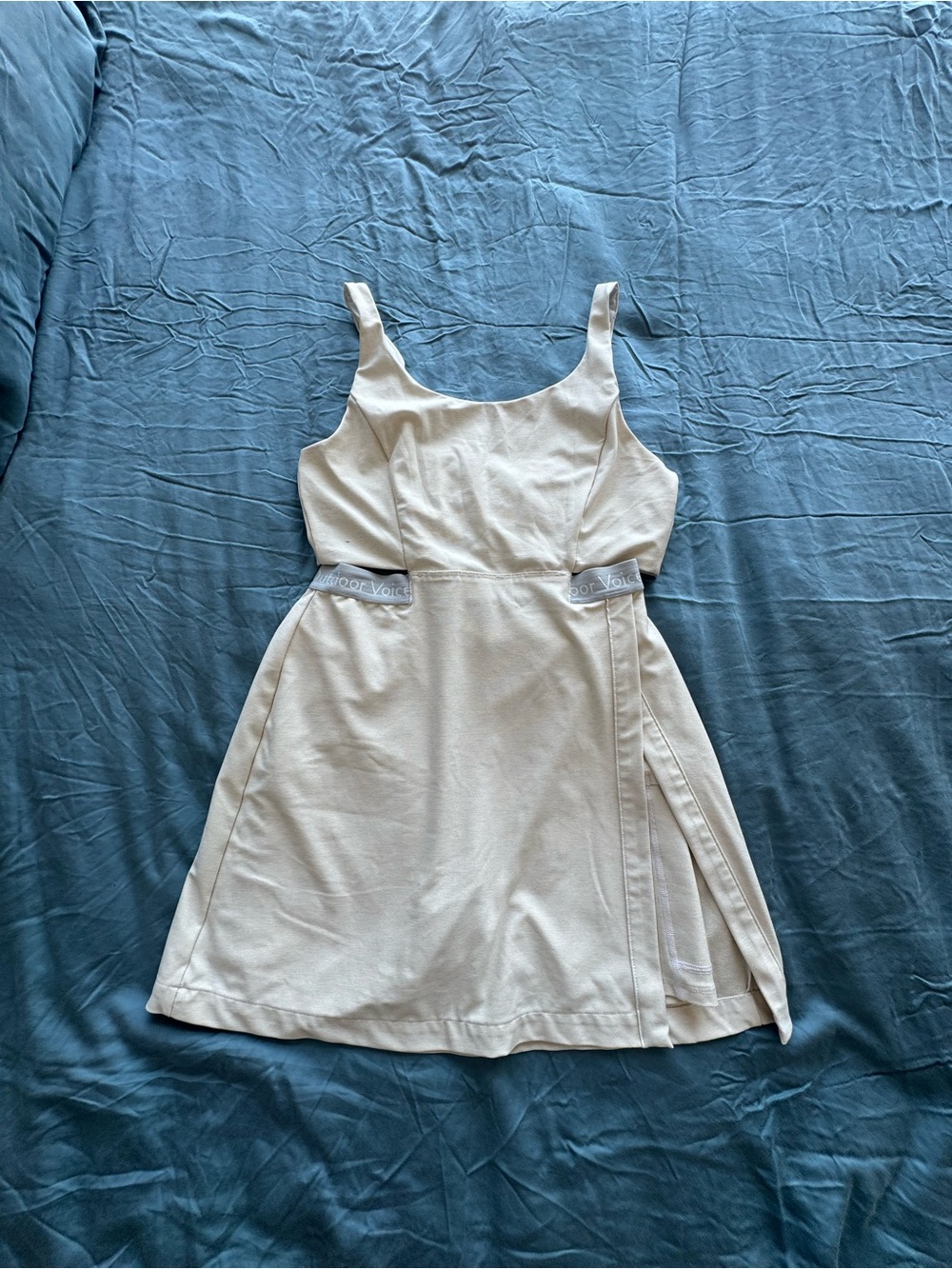 Outdoor Voices Women's Cream Sleeveless A-Line Dress